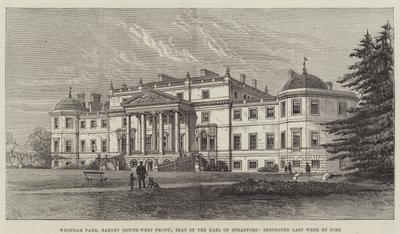 Wrotham Park, Barnet (Frente Suroeste), Sede del Conde de Strafford, destruido la semana pasada por un incendio de Frank Watkins